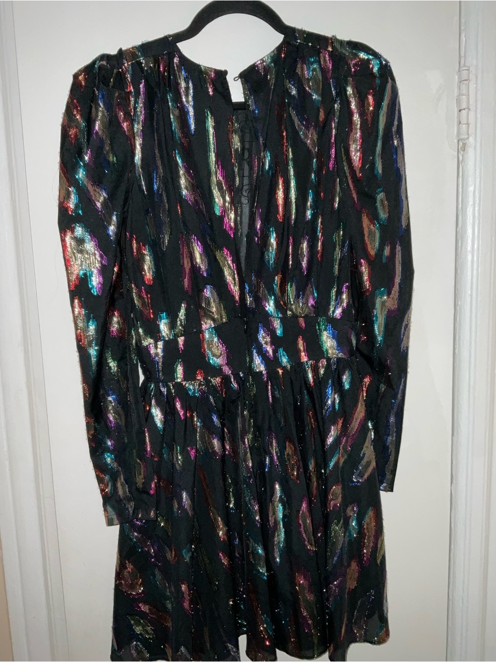 LINI Metallic Multi-Color Patterned Mini Dress on Black - Picture 3 of 4